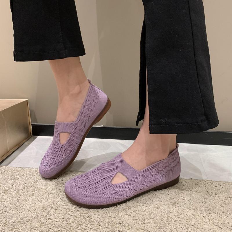 Fashion Women's Summer 2024 Simple Round Toe Design Anti-Slip Flat Low-top Shoes Outdoor Casual Comfortable Breathable Women's Shoes