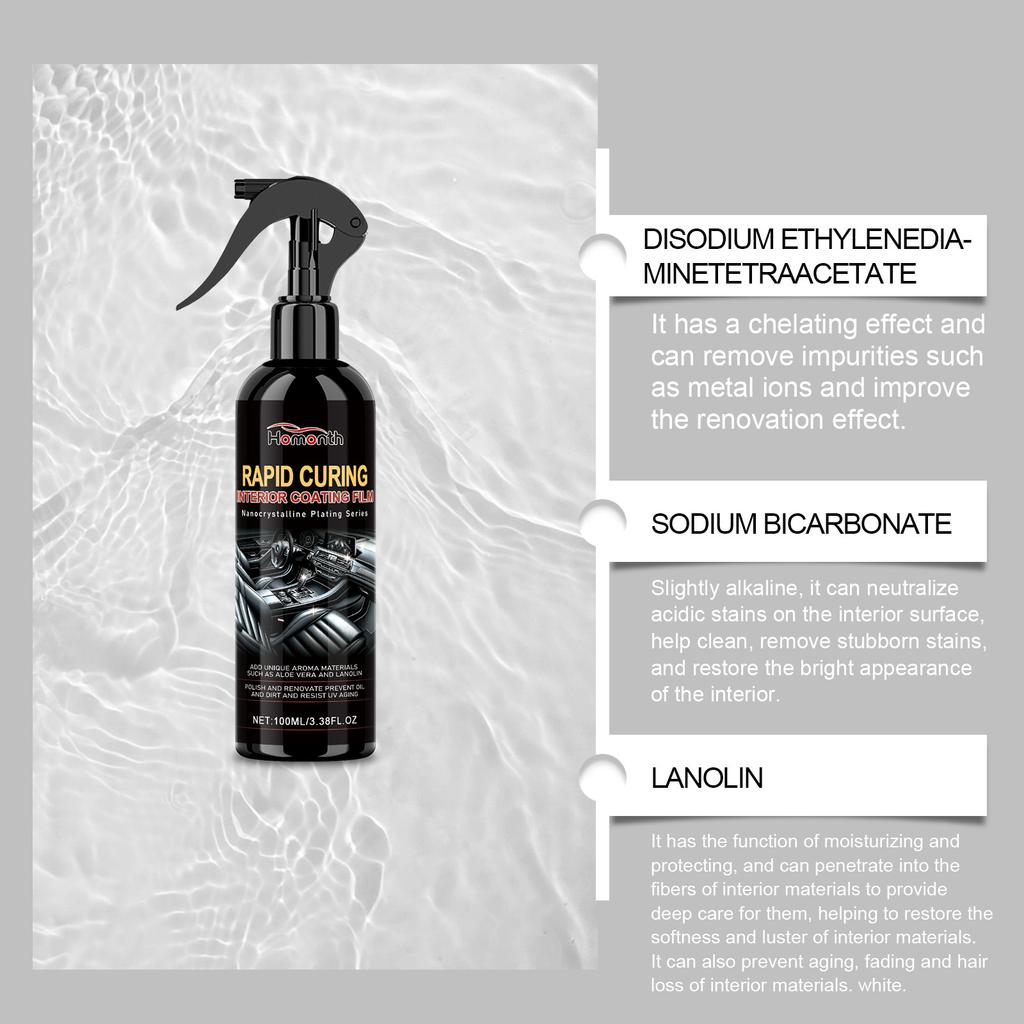 Homonth Car Interior Cleaner Car Interior Refinisher Cleaner 100ml Stain Remover Leather Conditioner Interior Cleaner Protectant