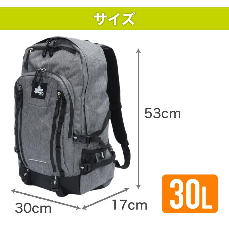 LOGOS Logo Spark Backpack, Large Capacity 30L, Herringbone Pattern, 78-03 (Black)