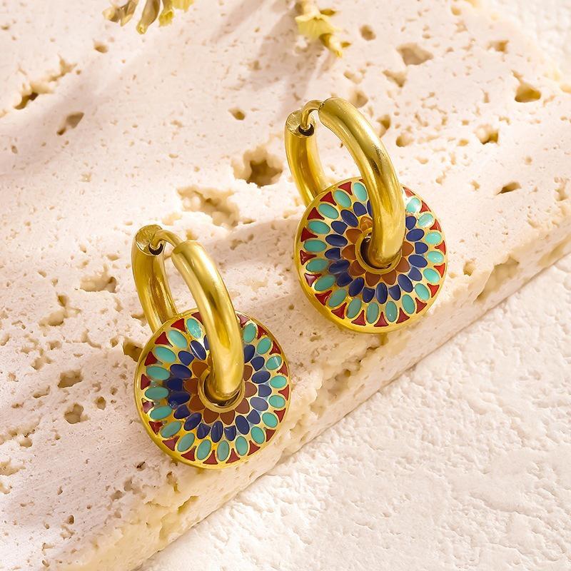 Retro Glazed Colorful Earrings - Fashionable, Unique, Simple Style for Women