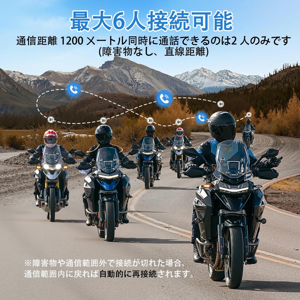 WAYXIN R6S Motorcycle Helmet Simultaneous 1500m Communication Supports Two Smartphones 25 Hours of Continuous Qualcomm Noise and Siri HIFI Sound IP67