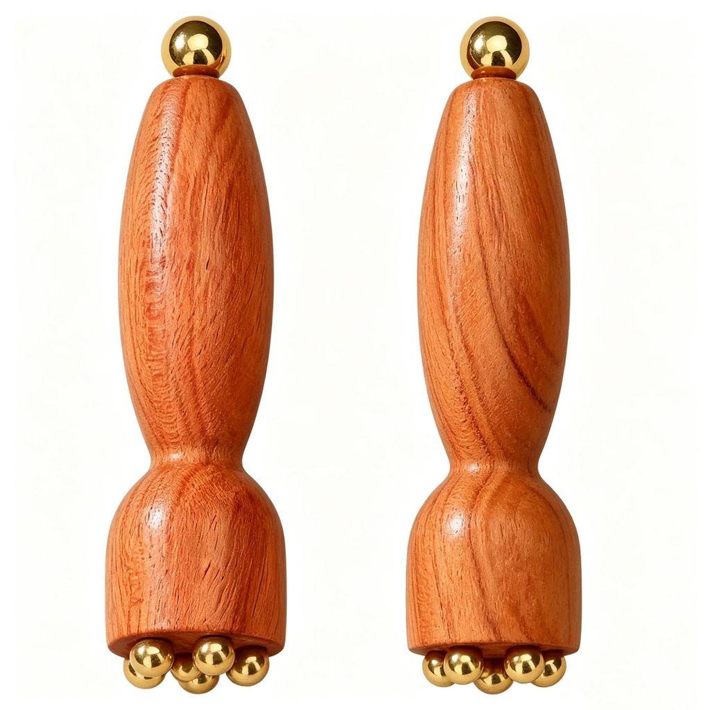 Wooden Eye Massage Wand Copper Beads For Relaxation And Eye Care