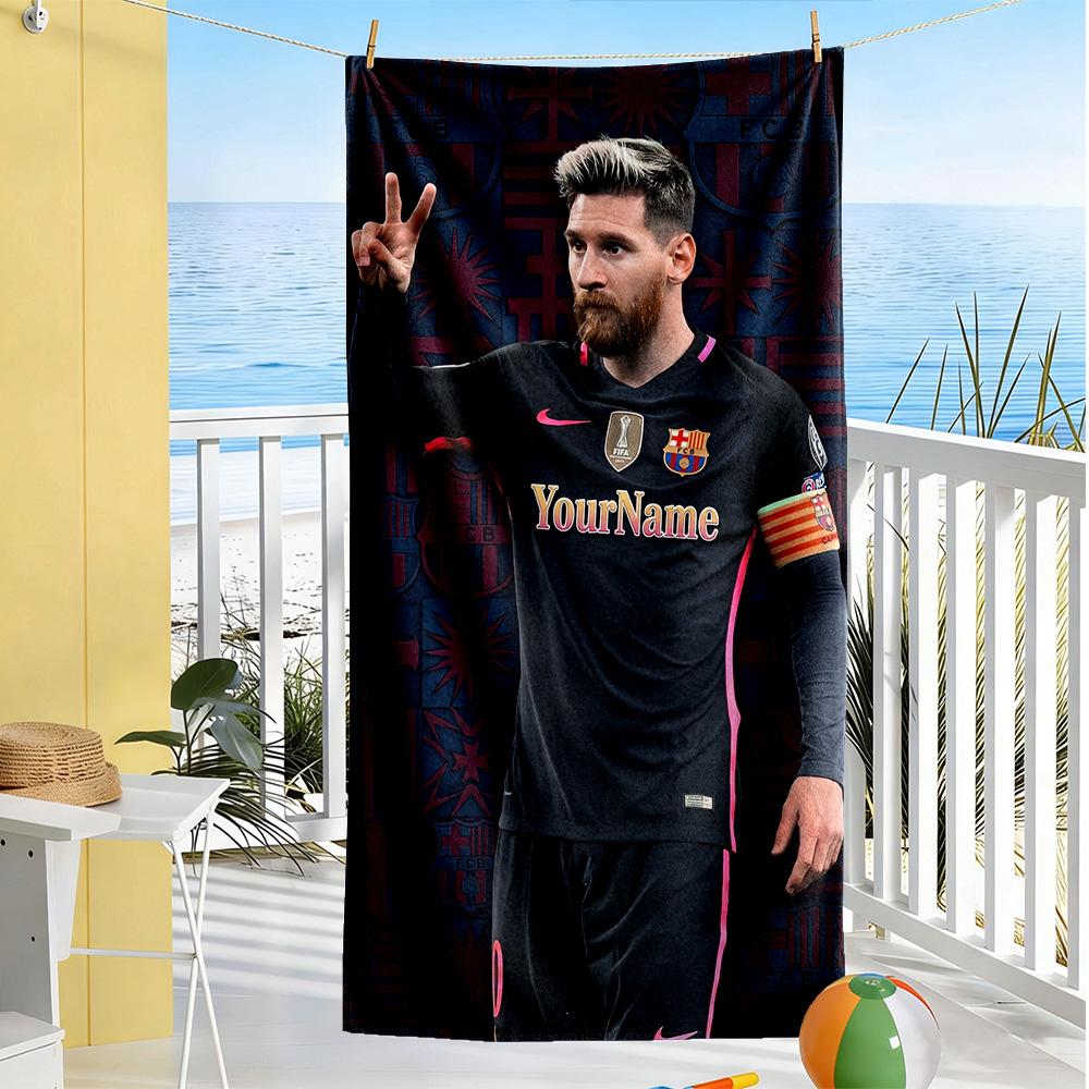 Messi Customize Your Name Beach Towel Super Soft & Absorbent Suitable for Sports Travel Swimming Yoga Bathroom Beach And Pool