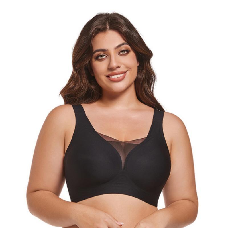 Jelly Hluboký výstřih do V Plný košíček Bezešvé síťované spodní prádlo plus size Tenký styl Velká prsa Malá Podprsenka proti ochabování 6XL