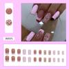 French Heart Spiders Web Print False Nail Bright Pink Reusable Glossy Artificial Nail for Women and Girl Party Activity