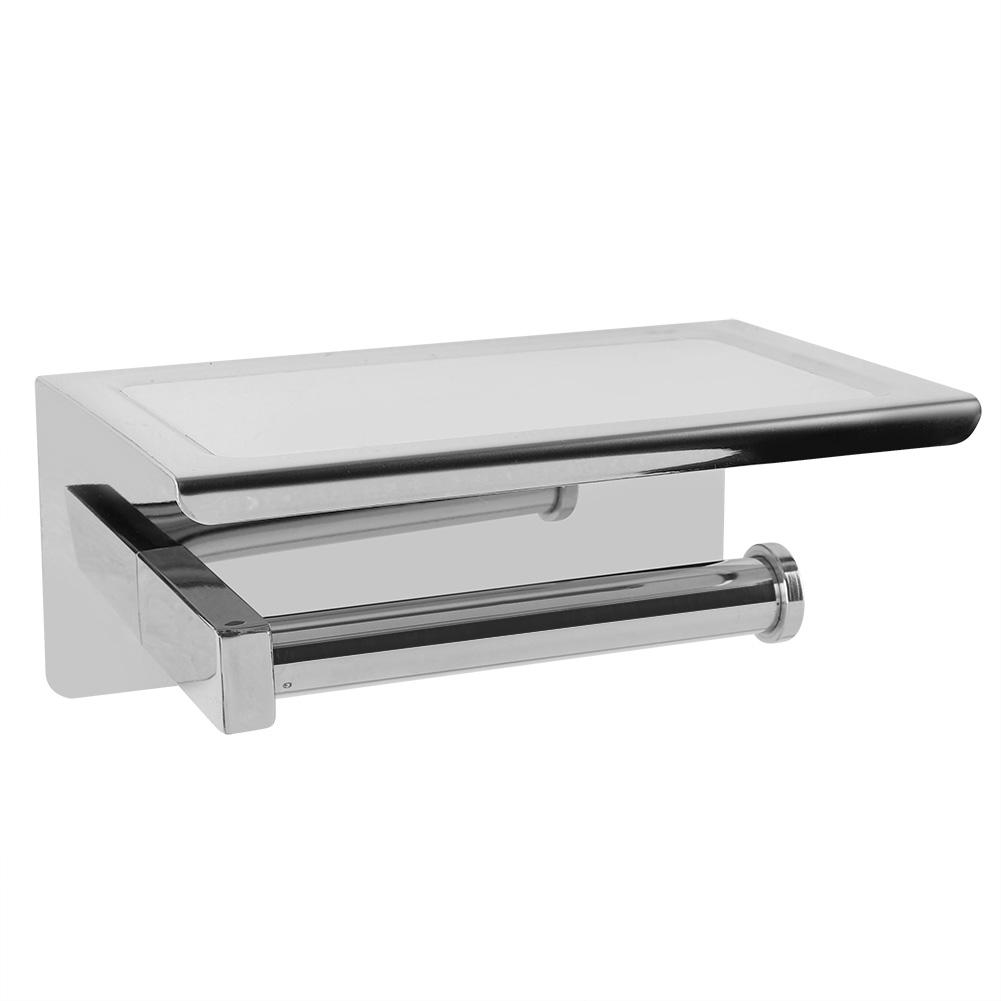 Stainless Steel Bathroom Roll Paper Holder Paper Towel Storage Rack Phone Holder