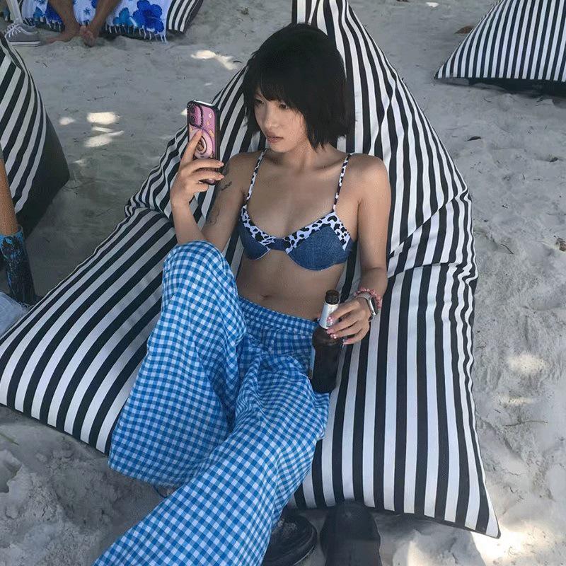 Summer 2025 Women's Denim Two-Piece Bikini - Sexy European American Style Swimwear