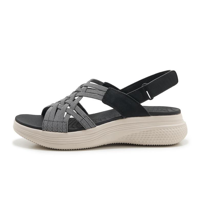 2025 Summer New Md Outsole Casual Lightweight Rubber Thick-Soled Sandals Comfortable Lightweight Velcro Sports Wedge Cloth