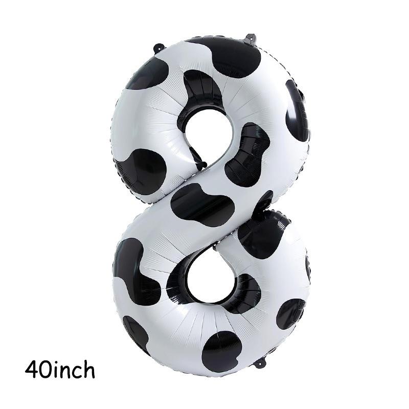 1pcs American Version 40inch Cow Print Large Cartoon Digital Balloon Black and White Print Children and Baby's Birthday Number
