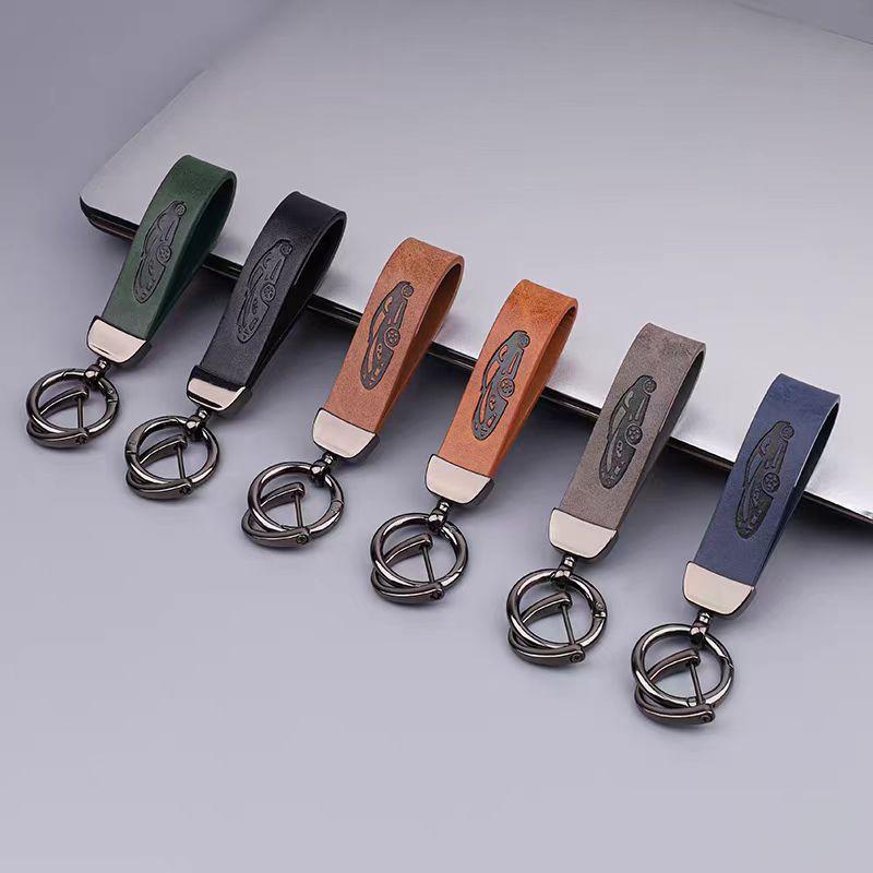 Volvo Car Vintage Leather Keychain Ring Zinc Alloy Chain Key For C30 FH500 XC40 V60 S80 T6 S90 FH16 V50 R XC60 S60 XC90 V70 V40