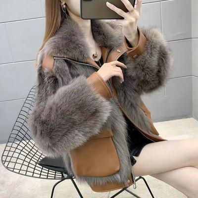 Casaco de Inverno 2025 de Pele de Raposa Sintética - Top Curto Feminino Estilo Coreano da Moda