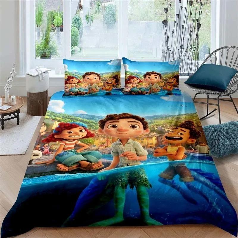 Funda Nórdica Funda de Almohada Dibujos Animados Luca Juego de Cama Adulto Niño Niña Decoración de Dormitorio Niños Tamaño Individual Doble