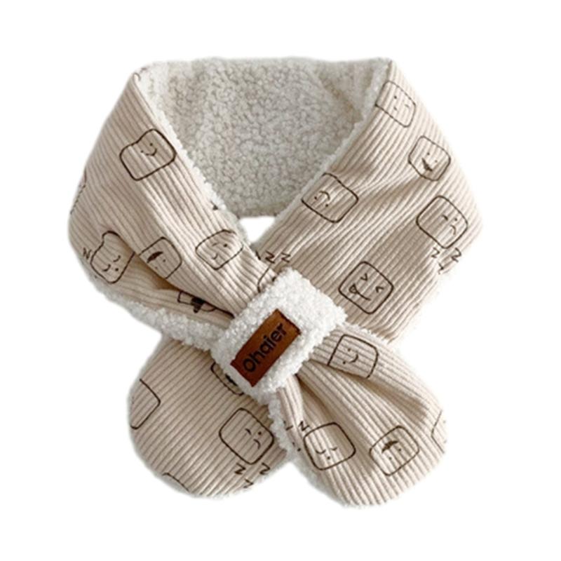 

Cartoon Pattern Scarf Stylish Children s Winter Neck Cover Windproof Neckerchief Handmade Casual Neck Warmer Scarves бежевый