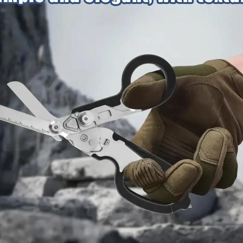 Multifunctional Folding Trauma Scissors Emergency Scissors with Cutter and Glass Breaker for Outdoor Camping Rescue Tools