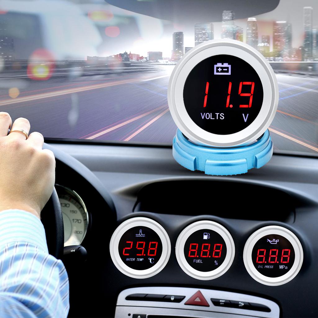 HD 52MM Car Water Temperature Gauge / Oil Level Gauge / Voltmeter Fuel Pressure Meter with 0-1.00 Mpa Oil Press Sensor 0~190 Ohm