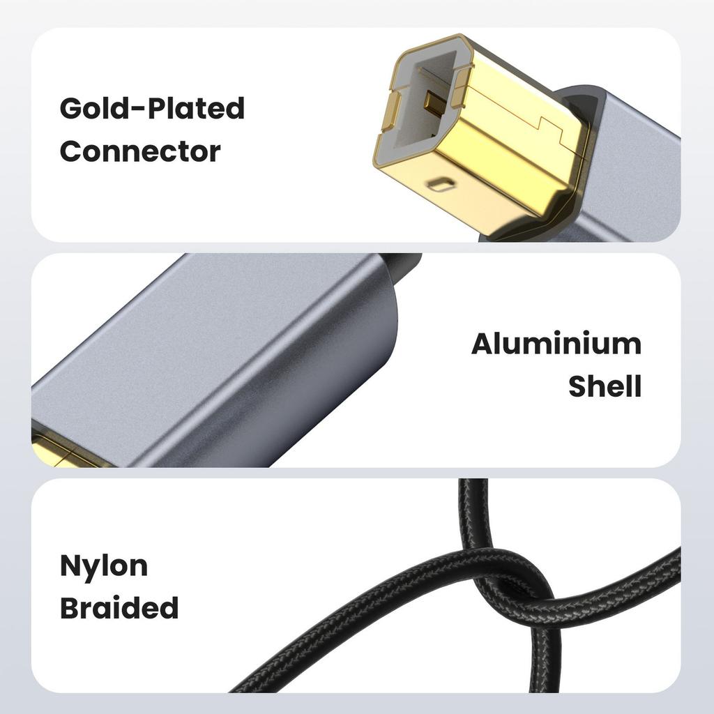 USB Printer Cable 1.8m Length USB 2.0 Type A Male to B Male Scanner Cord for MIDI Controller