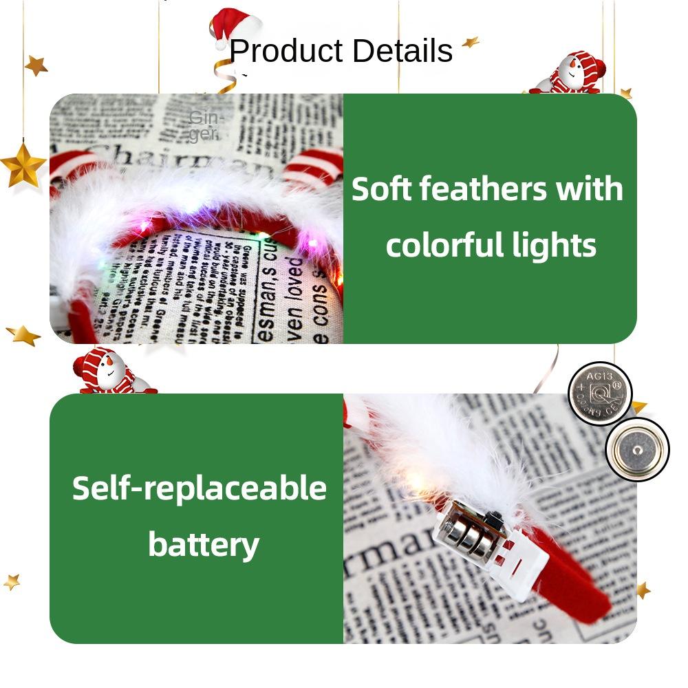 LED LED Light Christmas Headband Antlers Xmas Tree Snowflake Hair Band  New Year's Eve