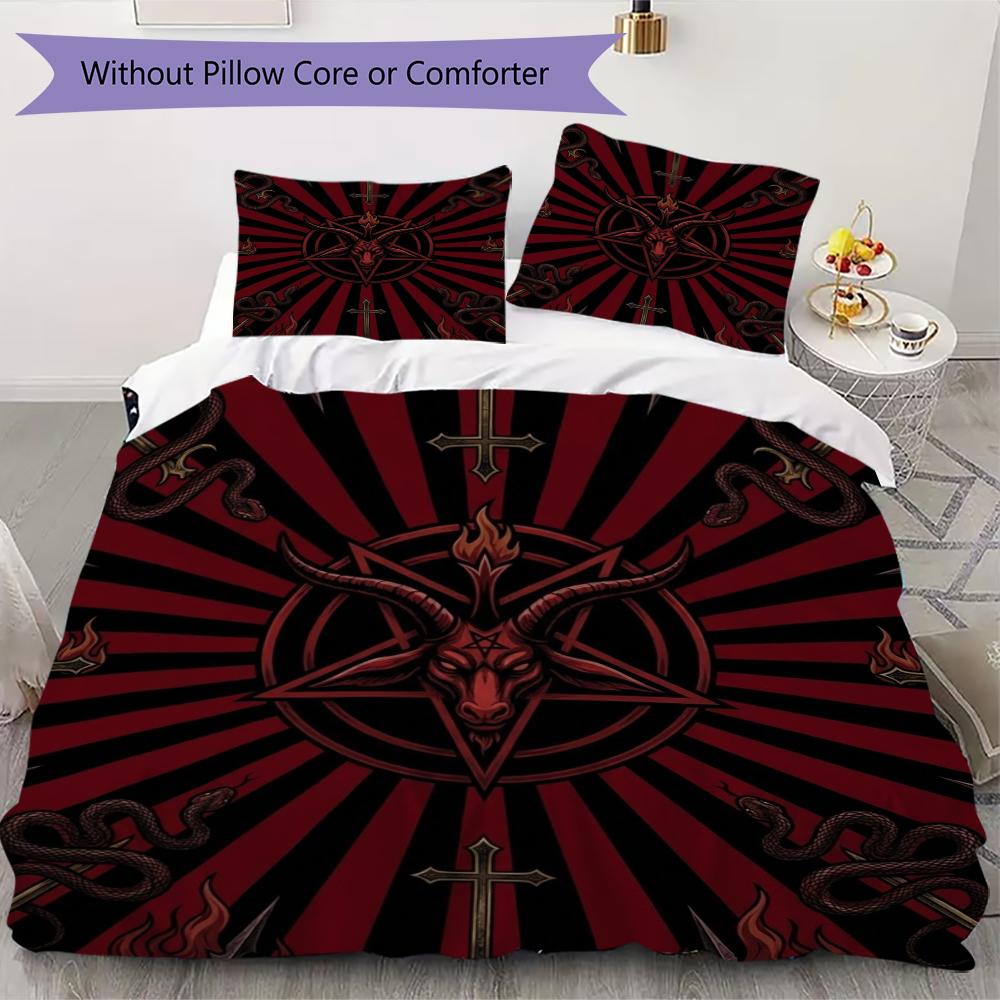 

satan Pentagram Pattern Bedding uilt Set uilt Cover Pillowcase Home Decoration Birthday Gift (1 * duvet cover + 2 * pillowcase without core)11 135x200cm