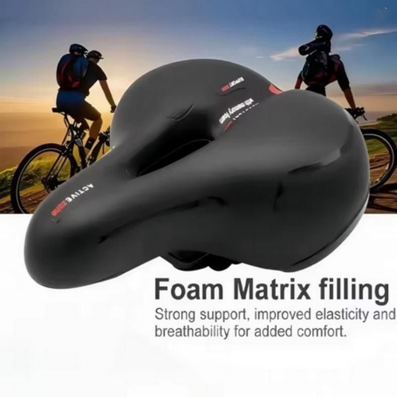 Hollow Breathable Bicycle Saddle Men Women MTB Road BikeSaddle Shock Absorbing Comfortable Big Butt Bike Seat Safety Warning