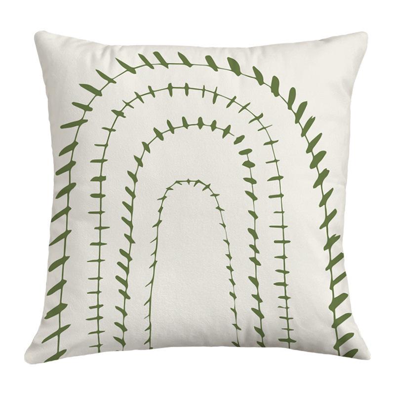Popular Green Plant Printed Sofa Pillow, Simple Ins Style, Fresh and Refreshing Pillow