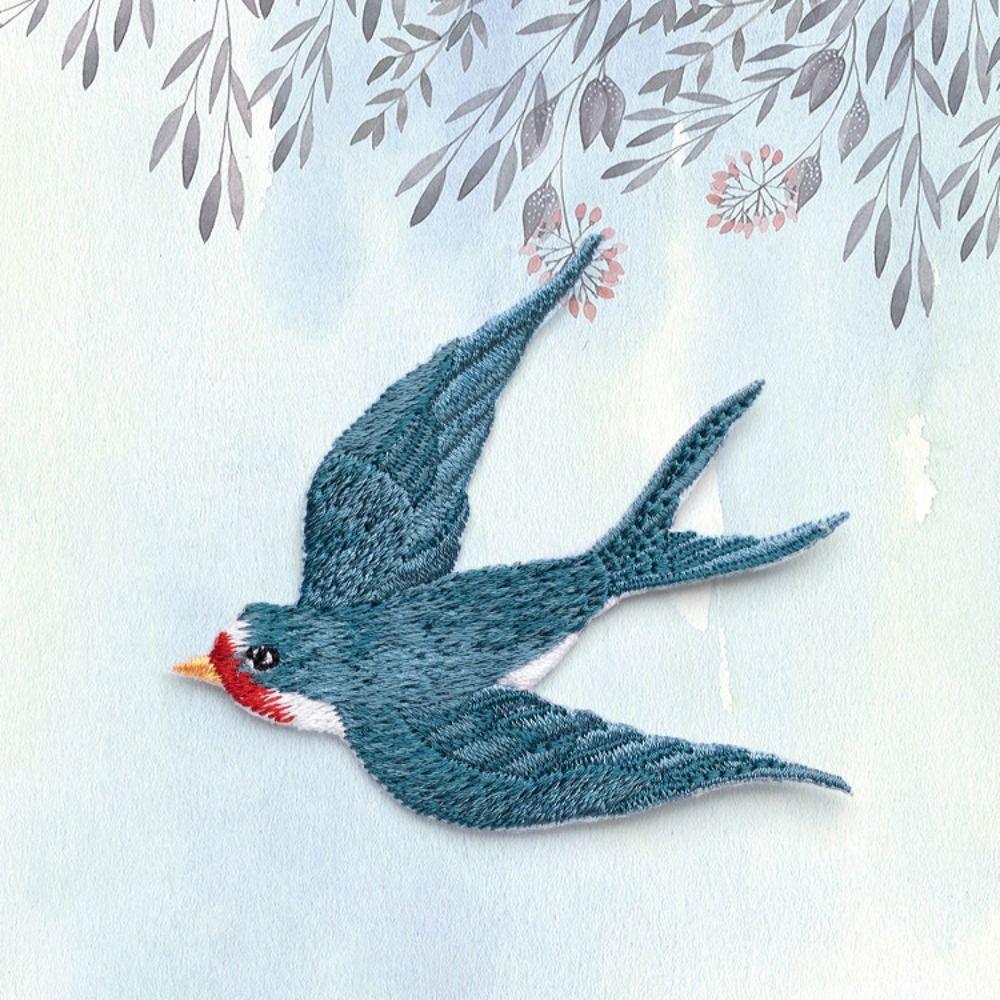 5PCS Embroideried Swallows Patches Adhesive Clothes Sticker Apparel Clothes Appliques  Phone Case