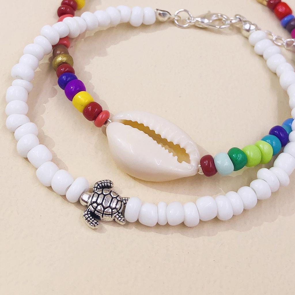 New Shell Multi-layer Bracelet, Ethnic Style Rice Bead Turtle Double-layer Bracelet