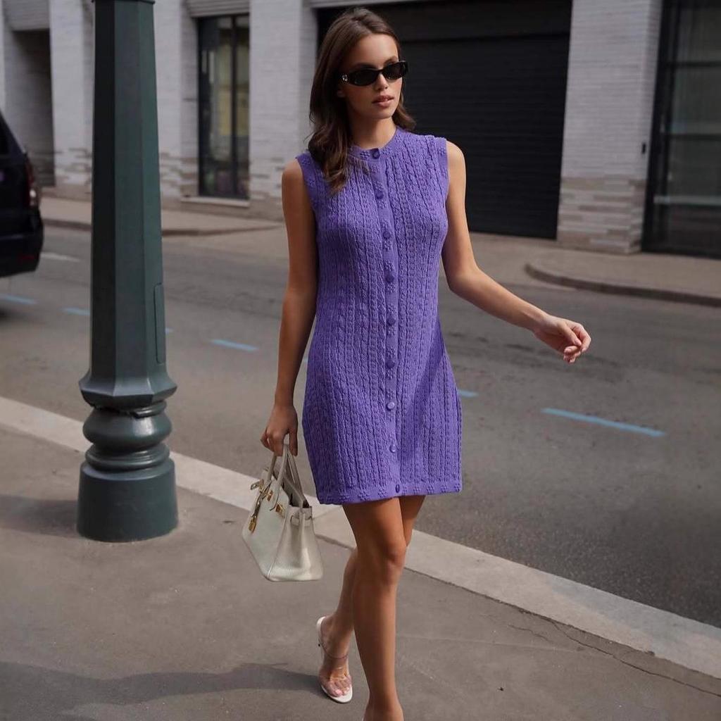 European & American Women's Sleeveless Knitted Cardigan Dress - Autumn 2025