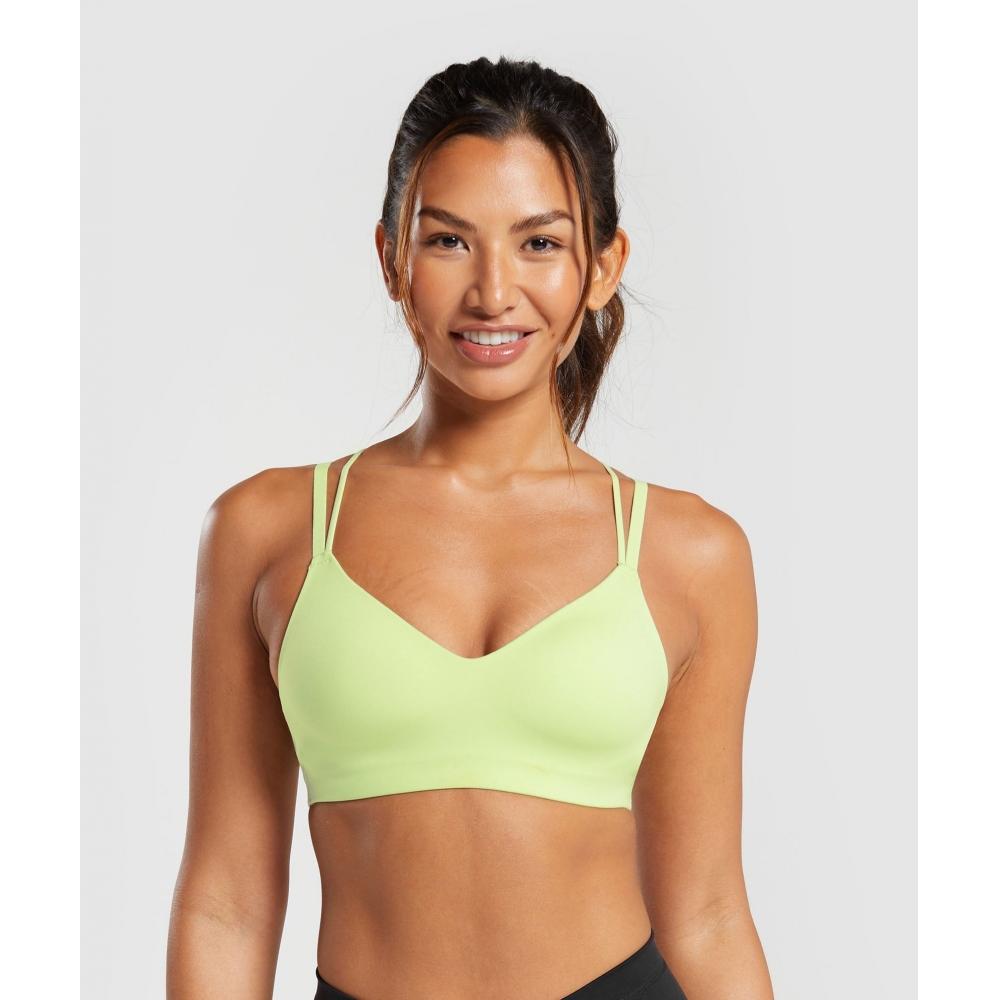 

GYMSHARK Strappy Back Light Support Sports Bra Pastel Sage Green B6A6H ECJM XS
