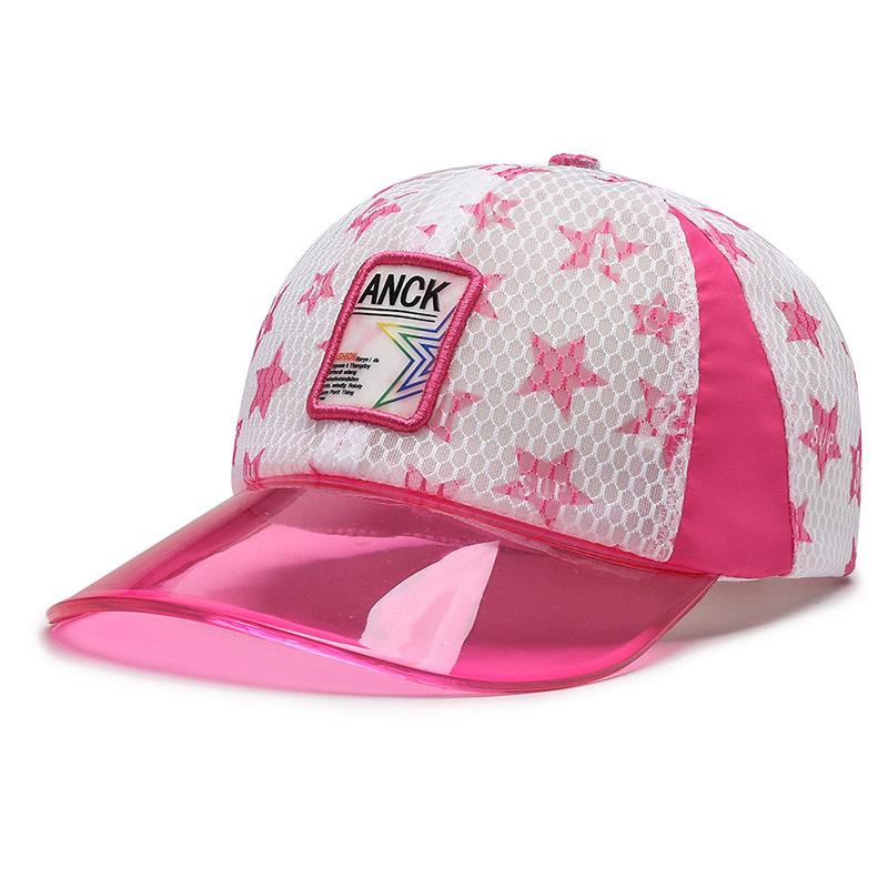 

Детская сетчатая бейсболка на весну/лето 2021 года с прозрачным козырьком - дышащая модель «утиный нос» с пятью звездами для защиты от солнца. One Size розы красного