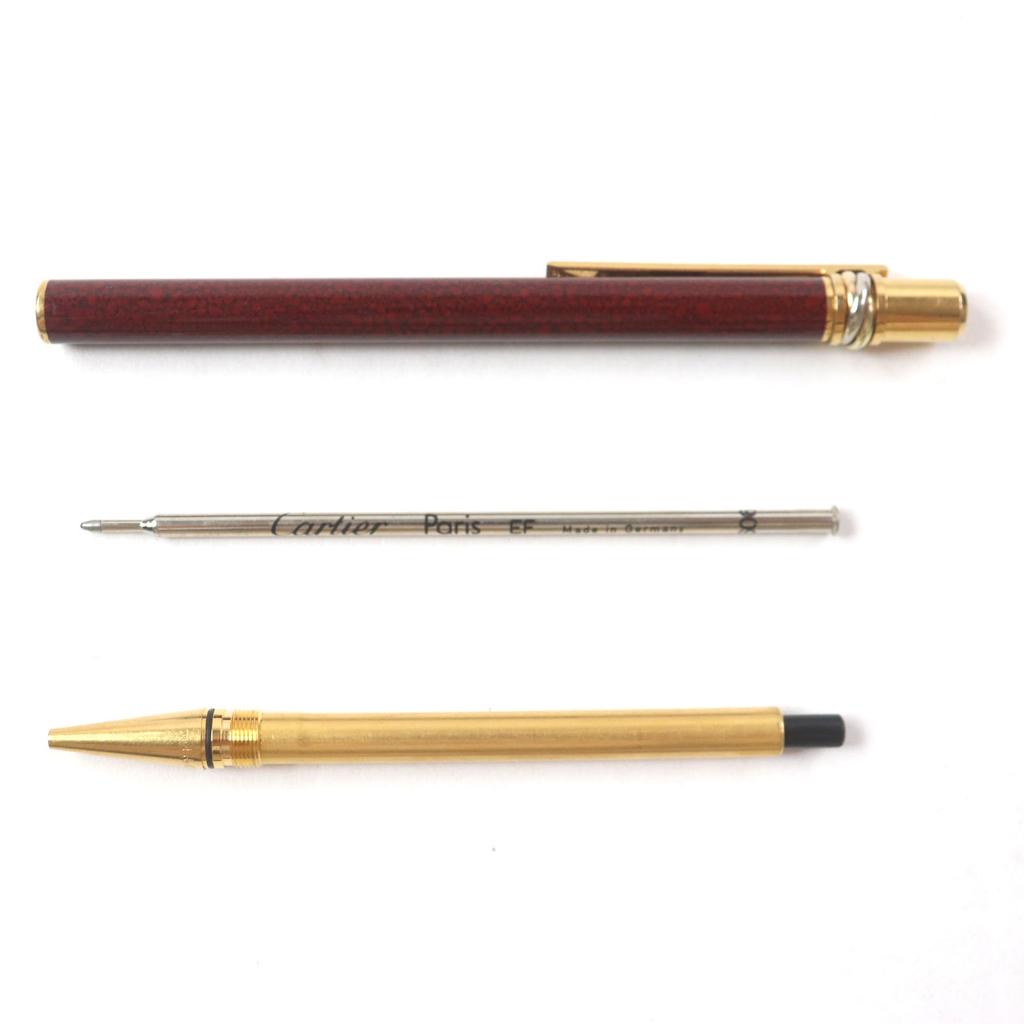 Cartier Ballpoint pen Trinity Logo Engraved Twist Type Bordeaux gold Used