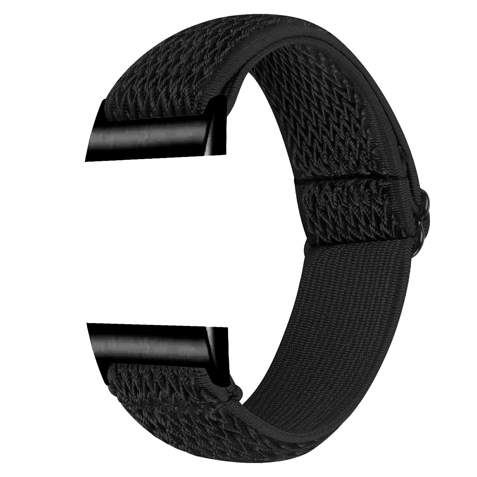 

For Fitbit Charge 3/3 SE/4 Elastic Watch Strap Adjustable Wrist Band with Black Connector Black