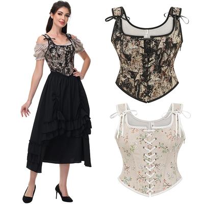 2026 New European and American Retro Court Top French Strap Jacquard Corset Women's Adjustable Corset