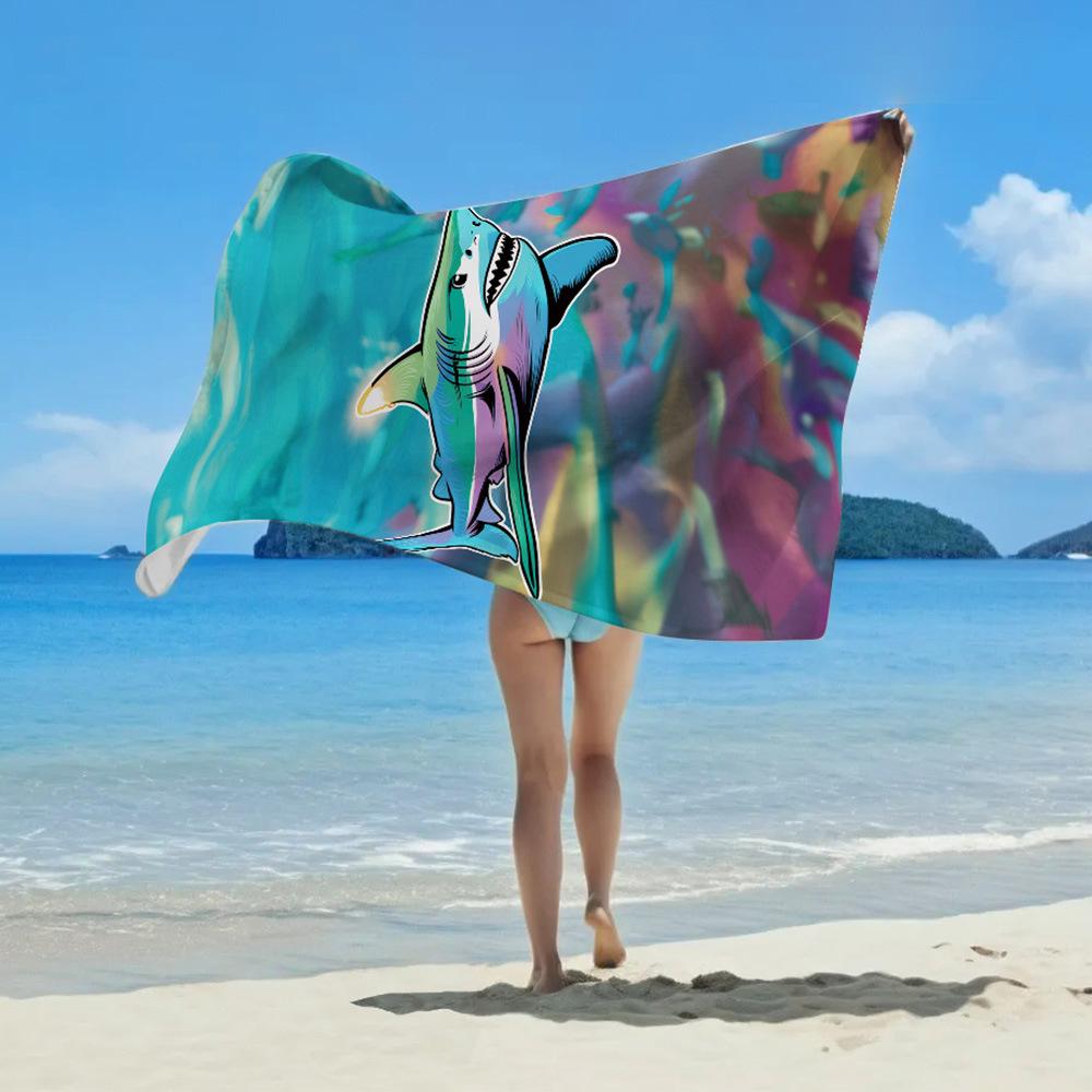 New, Double-sided Velvet Beach Towel Quick-drying Sports Towel Printed Bath Towel