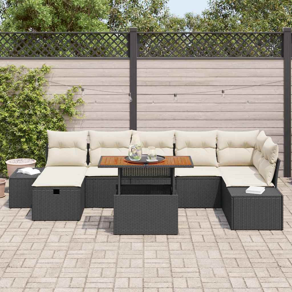 Garden Sofa Set 8 pcs Black Poly Rattan