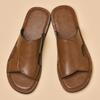 Fashion Fashion Men All-match Soft Bottom Sandals Solid Color Open Toe Genuine Leather Sandals2025New Slippers Beach Flat Designer Shoes