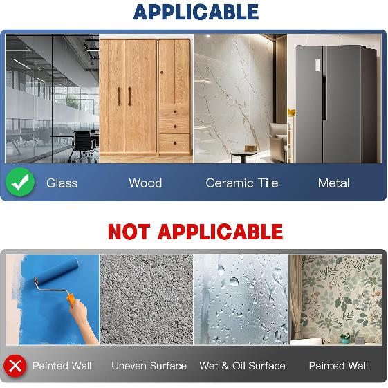 3 Pack Dry Erase Board Stickers Magnetic Free, 12"x8" Restickable Dry Erase Sheets No Residue for Wall/Refrigerator/Door/Cabinet, Adhesive