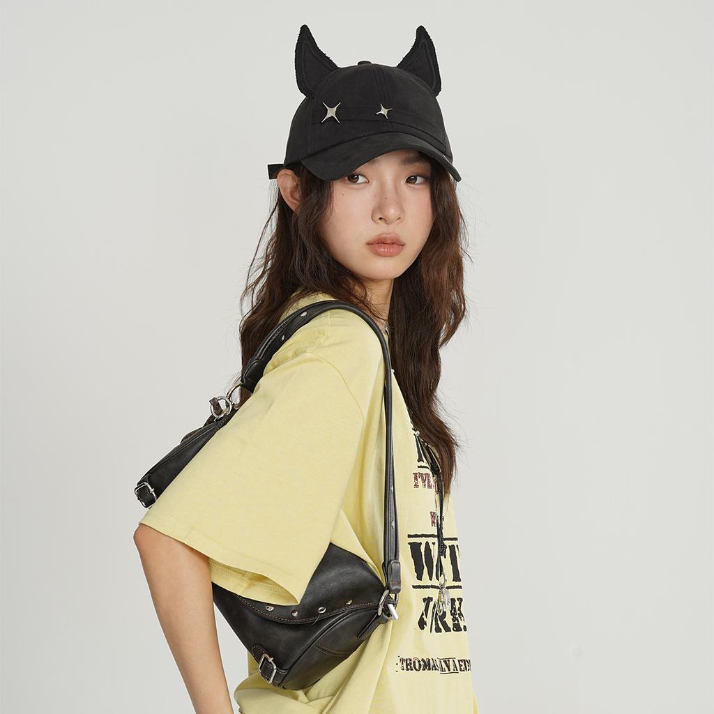 Spring And Summer Design Fox Ears Cross Rivets Alphabet Baseball Cap Men'S And Women'S Sunshade Personalized Cap