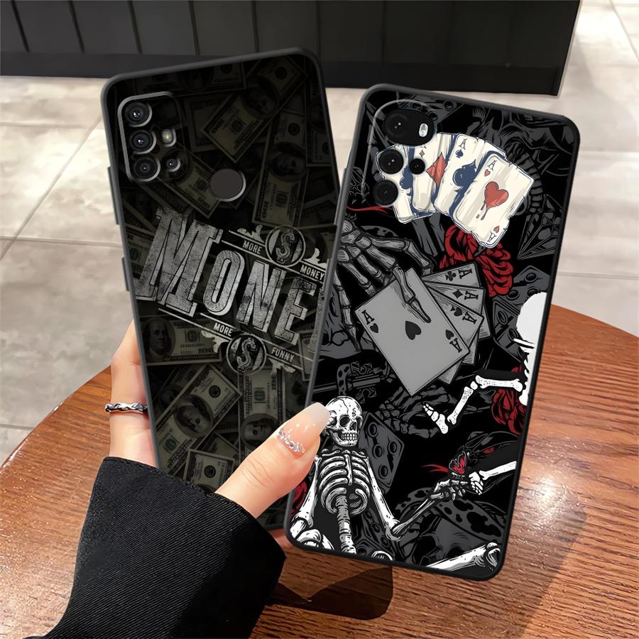 Hülle für Motorola Moto G52 Edge 20 Pro 30 Lite G71 G22 Edge40 G51 G73 G53 G30 G32 G60s G50 Handyhülle Gotisches Skelett