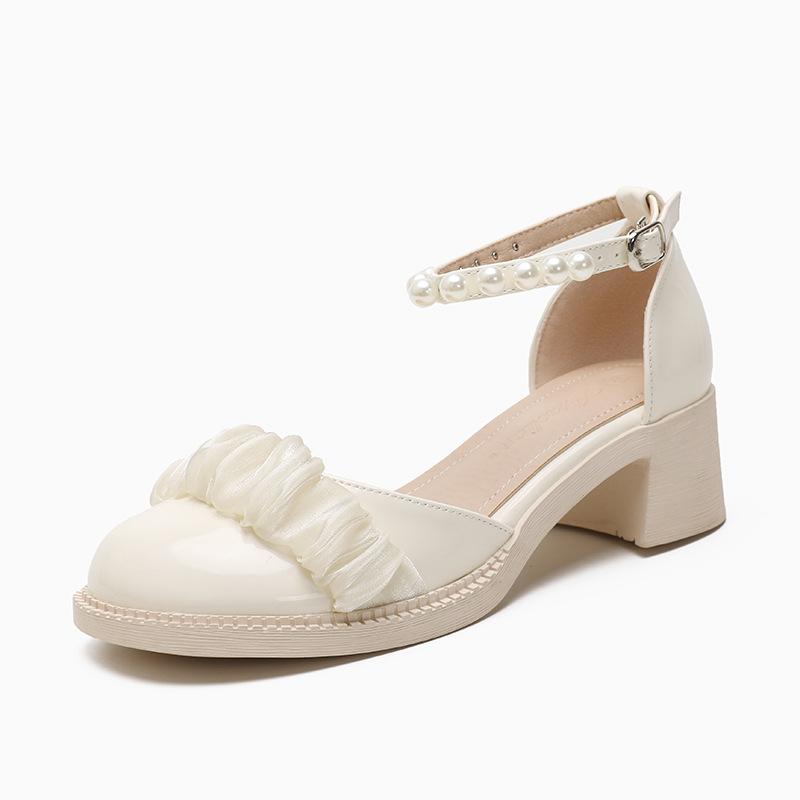 Coarse Heel Mary Jane High Heels Summer Shoes Female Tide Big Head Niche Rear Empty Single Shoes Fairy Bag Head Sandals