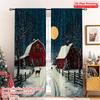 2pcs 2D Flat Printing Christmas Window Drapes Merry Christmas Winter 100% Polyester Without Electricity Festive Wall Decor for