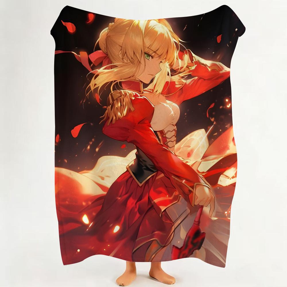 Game F Fate G Grand O Order  Flannel  Blanket Suitable for Sofa Living Room Bedroom
