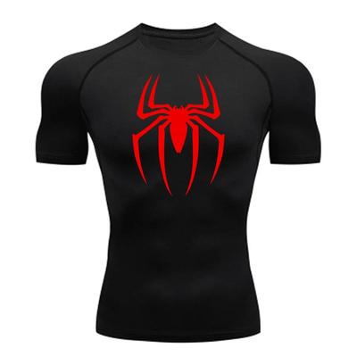 Camisa de compressão com estampa de aranha masculina, camiseta de secagem rápida, camiseta de corrida de academia, manga curta respirável, primavera, verão, S-3XL