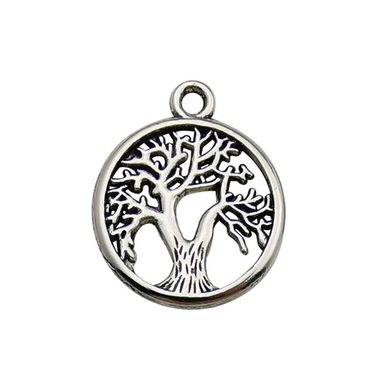 Ancient Silver Plant Small Pendant Hollow Tree Of Life Alloy Accessories Handmade Beaded DIY Material Jewelry