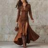 English Dress Long Sleeve Round Neck Zip Back Asymmetrical Hem For Casual Autumn
