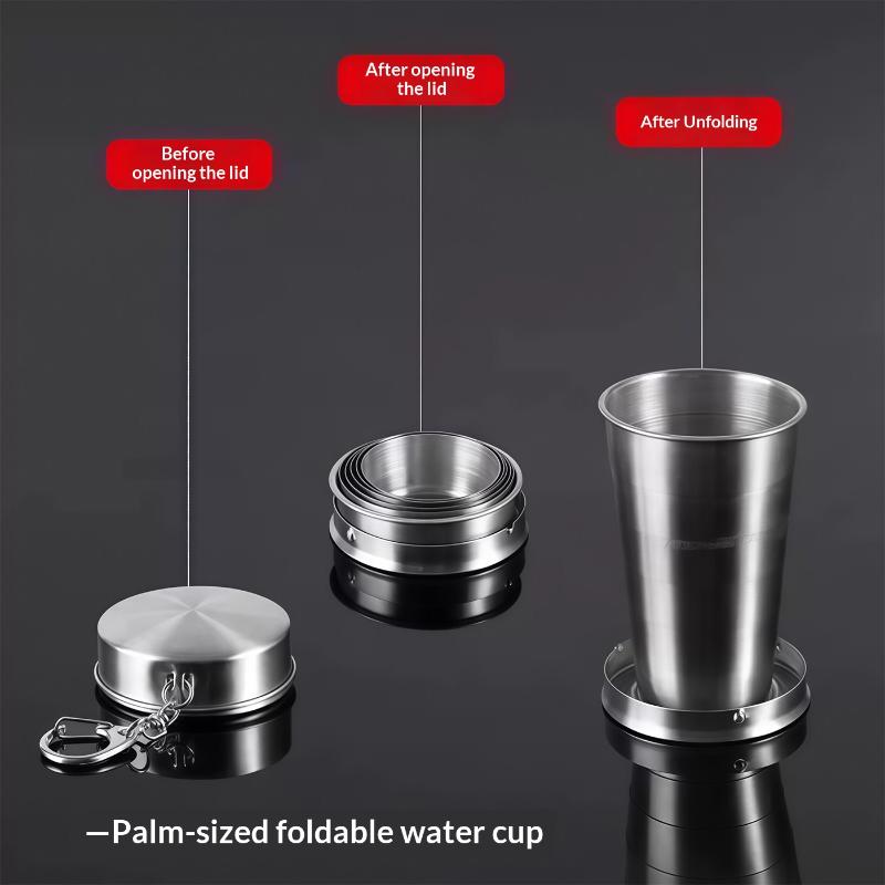 Portable Stainless Steel Retractable Teacup for Outdoor Camping Adventures Easy to Store and Use