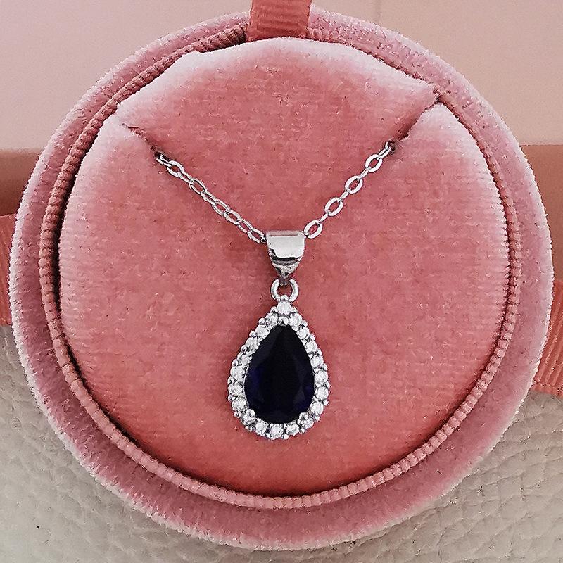 

Подвеска из стерлингового серебра 925 пробы, модное креативное ожерелье из циркония в форме капли воды для женщин синий