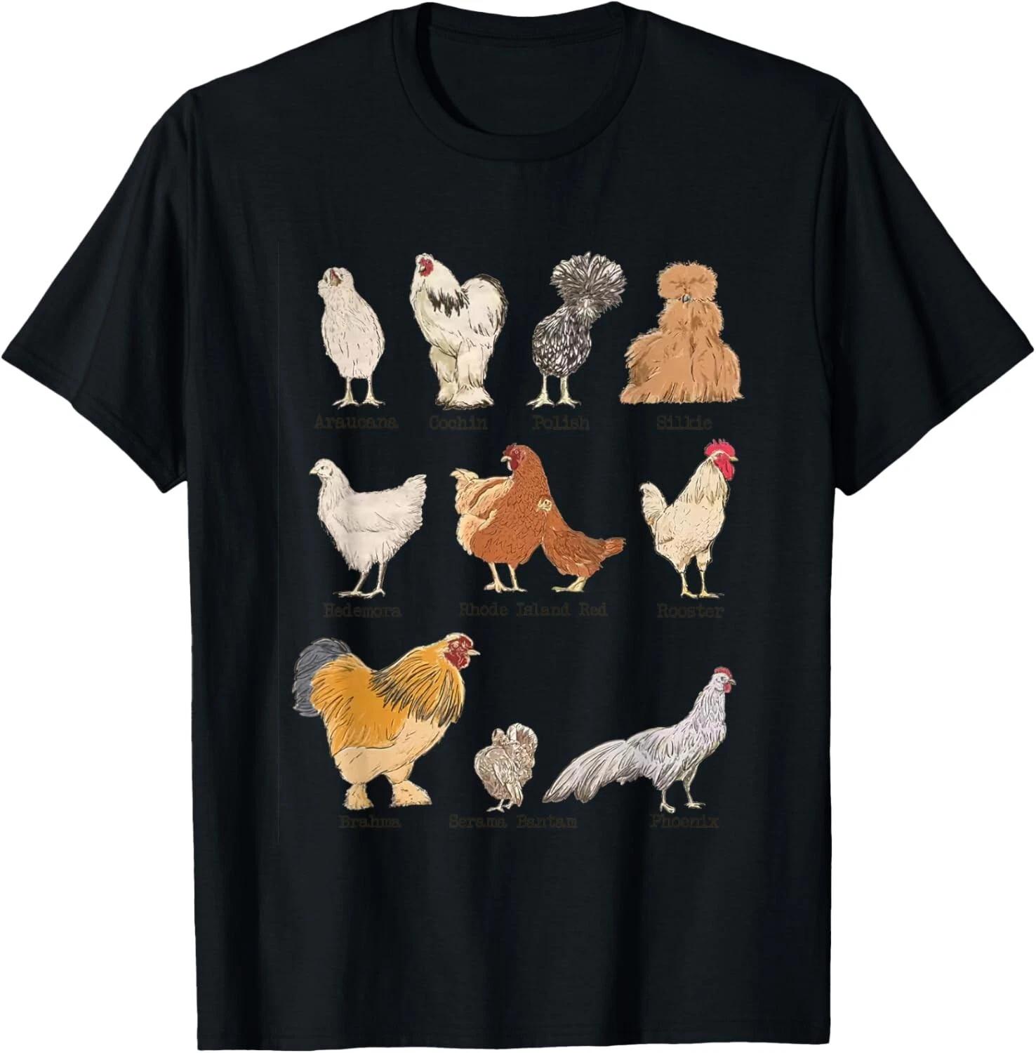 

Vintage Chicken Breeds Farm Animals Day Support Local Farmer Gift Unisex T-Shirt 4XL