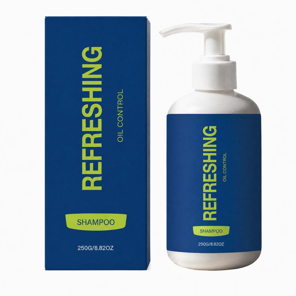Refreshing shampoo containing arborvitae leaves, polygonum multiflorum, angelica root, and rosemary, designed to control oil