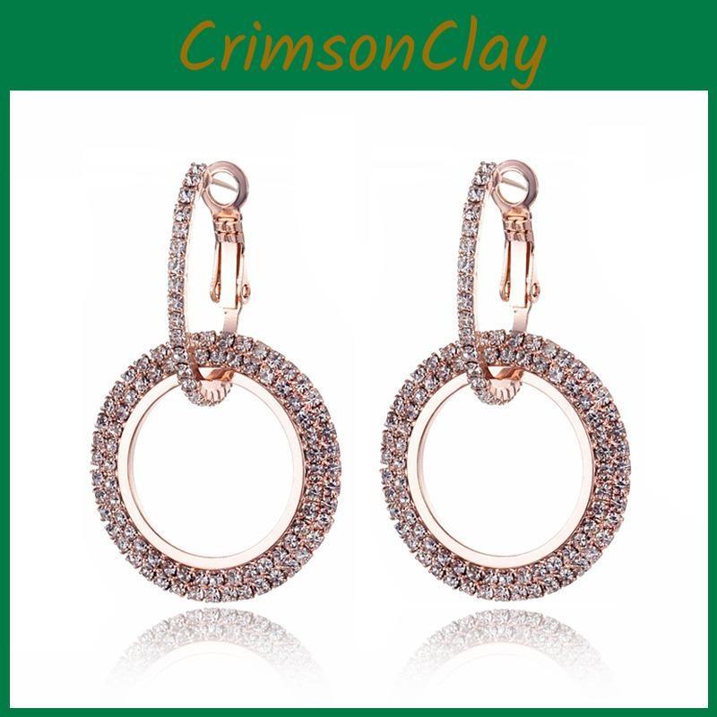 Fashion Stylish Western Geometric Studs With Rhinestones Unique Earrings Alloy