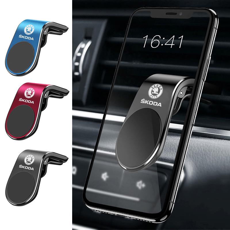 ZPMG6 Metal Magnetic Car Mobile Phone Holder For Skoda Octavia Fabia Superb Yeti Enyaq Rapid Kamiq Karoq Auto Styling Accessories